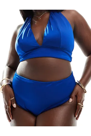 ASOS Curve Maya mix and match high leg high waist bikini bottom in blue