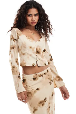 Kiss The Sky Retro flower print long sleeve blouse in