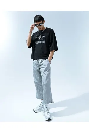 ASOS Wide awkward length nylon trouser with toggle detail in