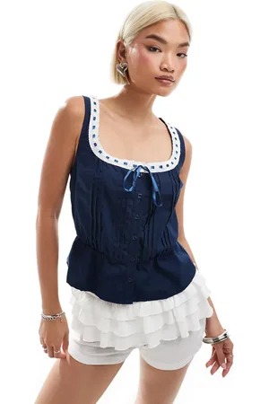 Motel Arhan ribbon trim cami blouse in