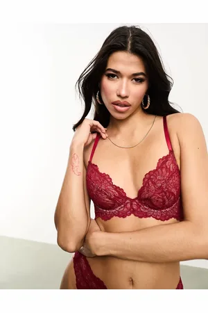 ASOS Sienna lace underwired plunge bra in burgundy