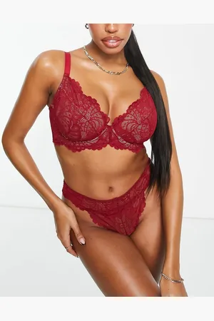 ASOS Fuller Bust Sienna lace underwired plunge bra in burgundy