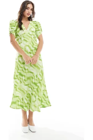 Y.A.S V-neck midi dress in tie dye - MGREEN