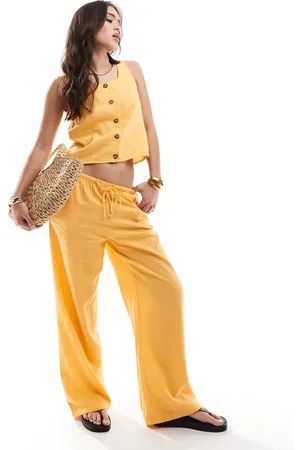 JDY Linen mix straight leg trouser co-ord in