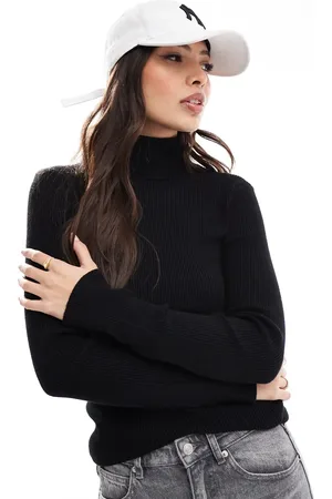 Pieces® Roll neck knitted long sleeve top in