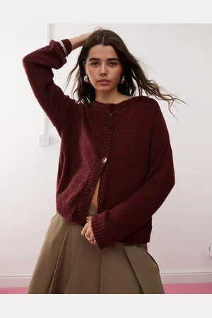 Reclaimed Boxy cardigan in burgundy