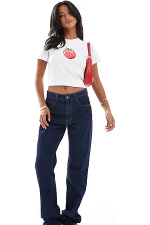 Stradivarius Petite STR straight leg jean with stretch in dark