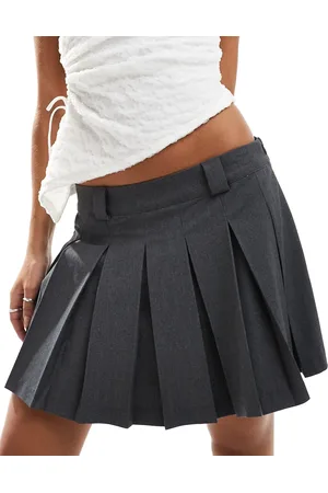 Monki Pleated mini skirt with raw hem in