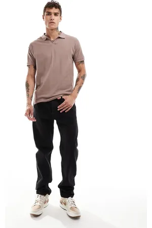 Threadbare Jersey trophy neck polo shirt in taupe