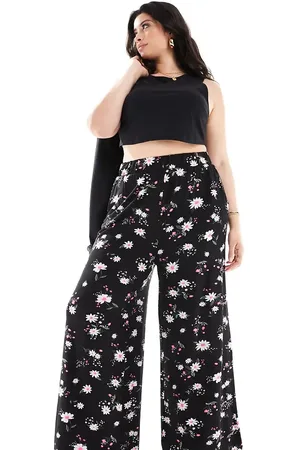 Yours Wide leg trousers in daisy print