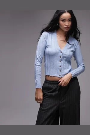 MANGO Ribbed button down cardigan in light