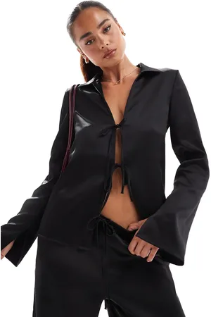 Stradivarius Satin shirt with die front detail co-ord in