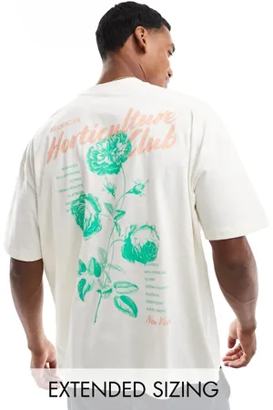 ASOS Oversized t-shirt with front and back floral print in off