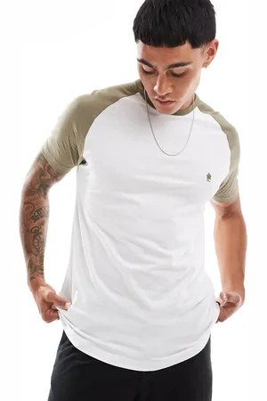 French Connection French Connection raglan t-shirt in navy khaki & white