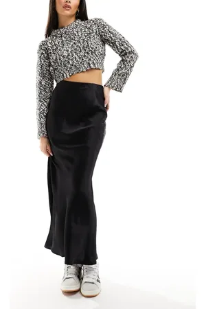 Stradivarius Satin bias midi skirt in