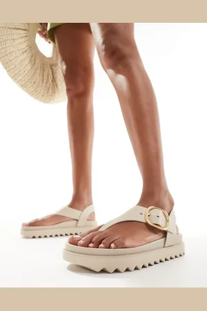 Stradivarius Tie buckle detail thong sandal in