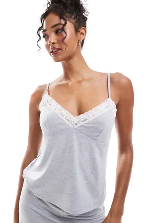 ASOS Mix & match super soft print pyjama cami in marl with lace trim