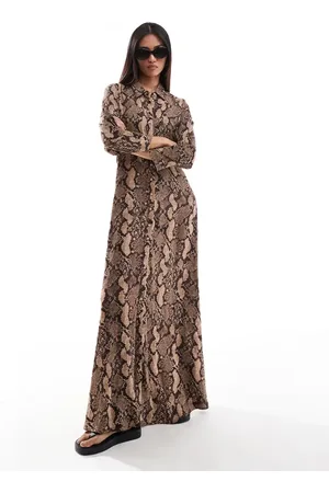 Y.A.S Maxi shirt dress in snake print