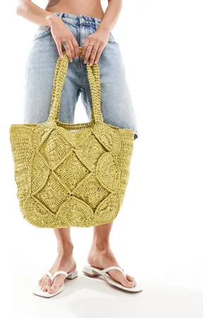 Accessorize Crochet beach tote bag in lime