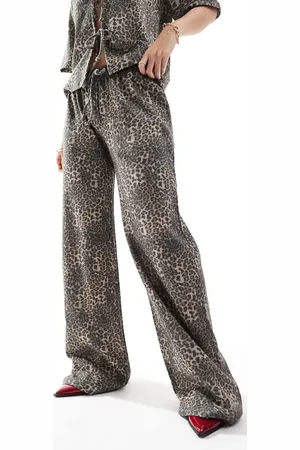 ASOS Wide leg trousers in leopard