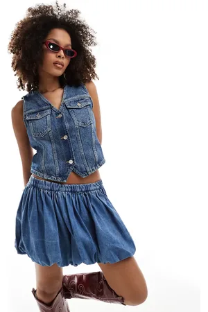 ASOS Denim waistcoat in dark midwash