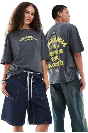 ASOS Unisex oversized t-shirt in washed with Biggie Smalls puff print
