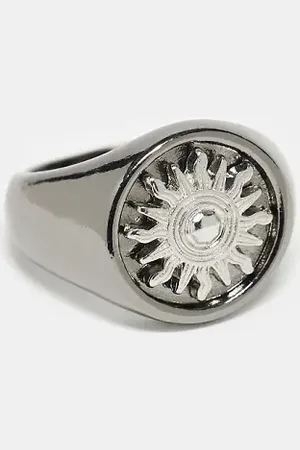 Icon Brand Earthland and sun signet ring in gunmetal