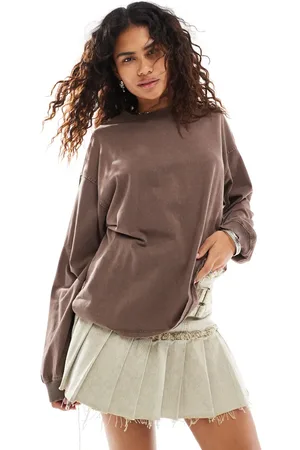 Monki Long sleeve heavyweight oversized top in washed
