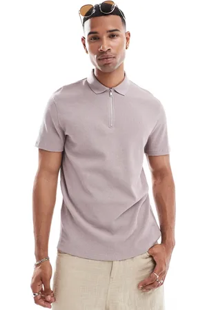 ASOS Waffle polo with zip in