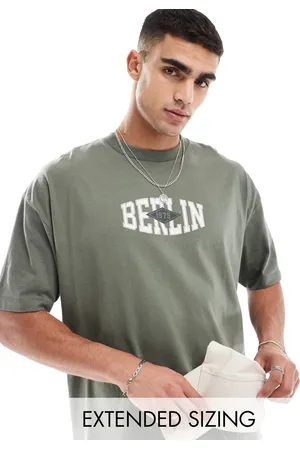 ASOS Oversized t-shirt in khaki with city chest print