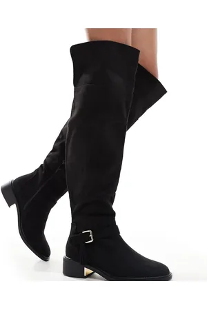 SEQWL Over the knee flat boots with tassle in