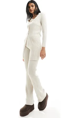 ONLY Loose fit knitted trouser co-ord in beige