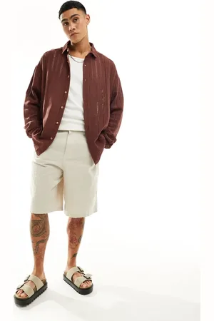 ASOS 90s oversized revere shirt in crochet lace in