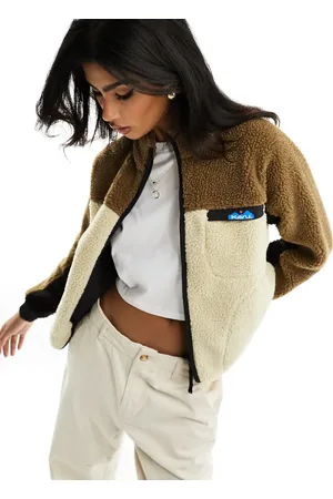Kavu Pinesdale zip through sherpa fleece jacket in