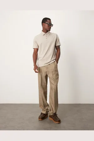 ASOS Premium heavyweight polo shirt 300gsm in stone