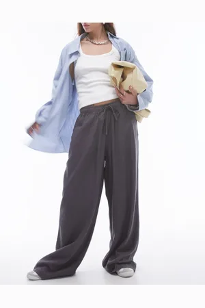 Topshop Linen blend balloon trouser in charcoal