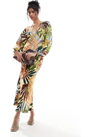 Never Fully Dressed Emma palm print maxi dress in