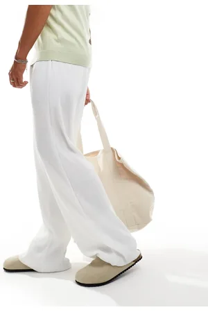 ASOS Smart wide leg plisse trousers in