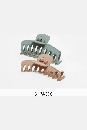 Pieces® Medium 2-pack tube hair claw in neutral and sage