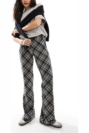 Noisy May Flared trousers in check