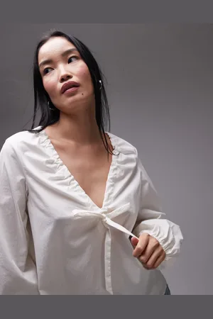Topshop Trapeze tie front top in ivory