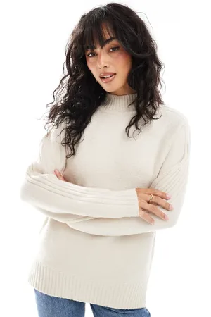 Threadbare High neck oversized jumper in oatmeal