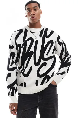 Bershka Crush AOP knitted jumper in