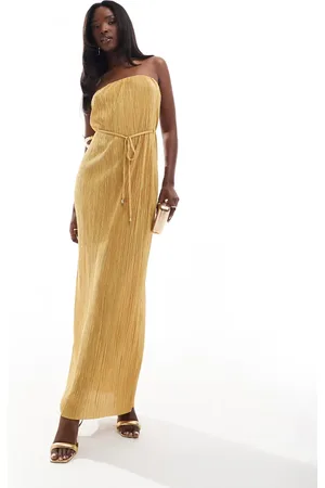 River Island Plisse bandeau maxi dress in
