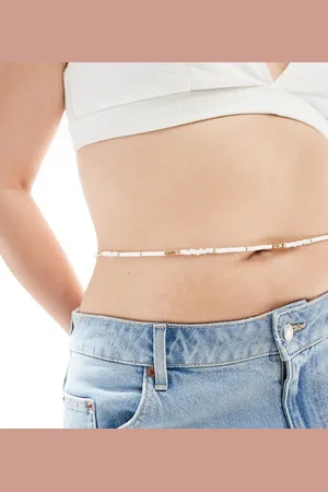 ASOS ASOS DESIGN Curve waist beads with faux pearl disk and gold bead design