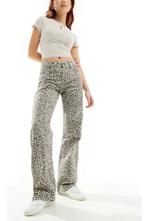 Stradivarius STR straight leg jean in leopard print