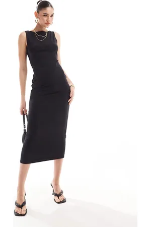 New Look Slash neck slinky midi dress in