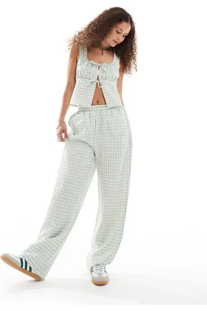 Reclaimed Pull on trousers in gingham