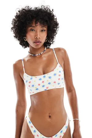 Frankies Bikinis Premium bay view cotton bikini top in blossom