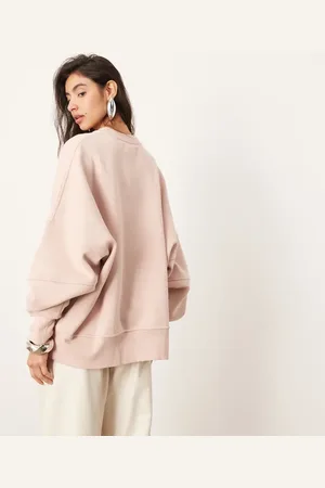 ASOS Premium heavy weight sweatshirt with seam detailing in faded pink